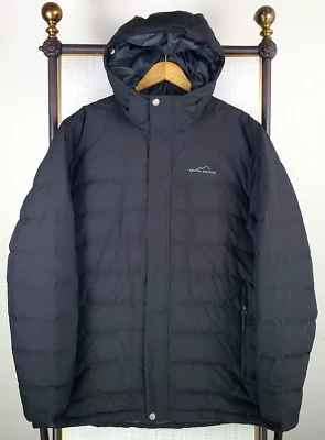 Jaqueta EDDIE BAUER Masculina Tamanho XL Masculina com Capuz de Ganso Preta Acolchoada Inverno Zíper - Imagem 1 de 4