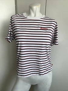Dickies women’s size medium cropped white striped short sleeve T-shirt - Picture 1 of 5