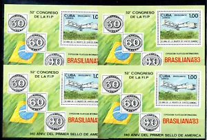 1983 4 Sheets "EXPO BRASILIANA´83, AVION, SANTOS DUMONT, 1er SELLO DE AMÉRICA " - Imagen 1 de 1