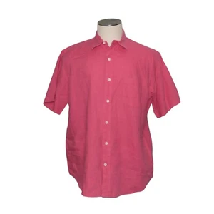 Land's End Sz L Men's Shirt 16 - 16.5 Traditional Fit 100% Linen Pink Beach EUC  - Picture 1 of 9