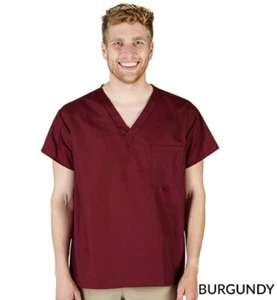 Unisex Scrub Wear V Neck Top SZ.SM NEW BURGANDY 7768 Medical Work 65%Poly35%Cott - Picture 1 of 3
