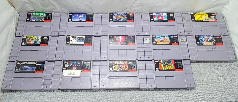 Super Nintendo SNES Game Lot (14) - The 7th Saga, Toys, Mario, Final Fantasy + - Image 1 of 4