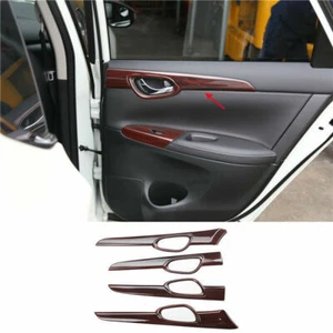 4x For 2013-2019 Nissan Sentra Sylphy ABS Wood Grain Interior Door Panel Cover  - Picture 1 of 6