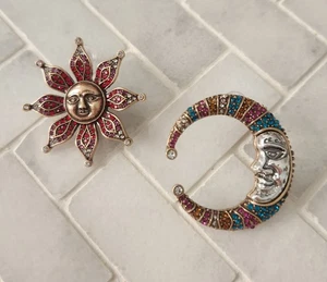 Heidi Daus Inspired Asymmetric Sun And Moon Earrings - Picture 1 of 3