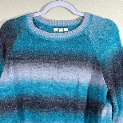 Suéter tejido a rayas BB Dakota Steve Madden para mujer L azul gris ombre Foto 1 de 4