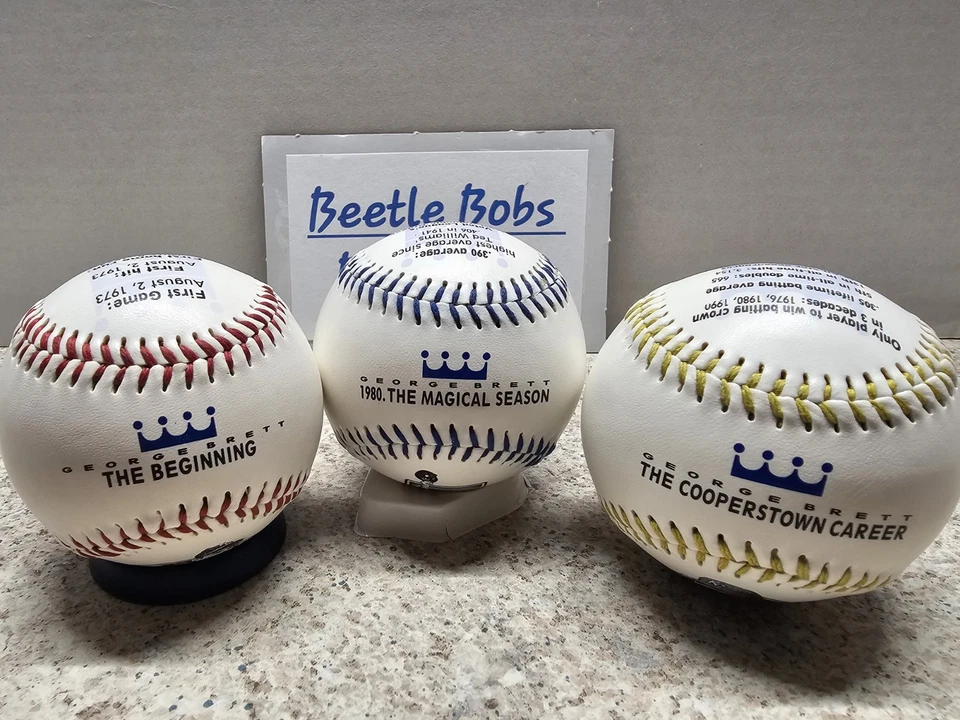 George Brett Kansas City Royals MLB 1999 Fotoball Baseball Lot Of 3 - Image 1 of 4