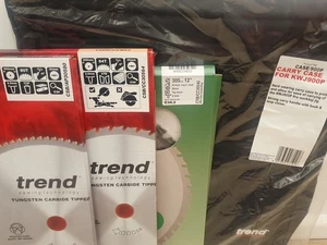 TREND 305MM TCT MITRE SAW BLADE SET X 3 WOOD ALLOY & PLASTIC + FREE STORAGE CASE - Picture 1 of 2