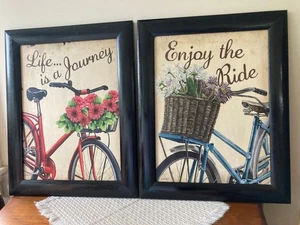 Set of 2 Framed Prints "Life is a Journey" "Enjoy the Ride" Debbie DeWitt 19x15" - Picture 1 of 18