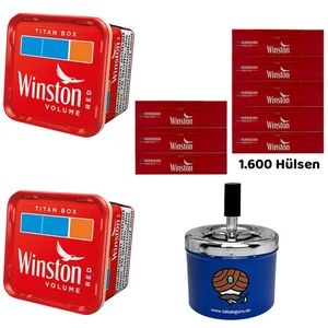 Winston Red/Rot Volumentabak Titan Box 2x 280g, 1600 Hülsen, Drehascher - Bild 1 von 4