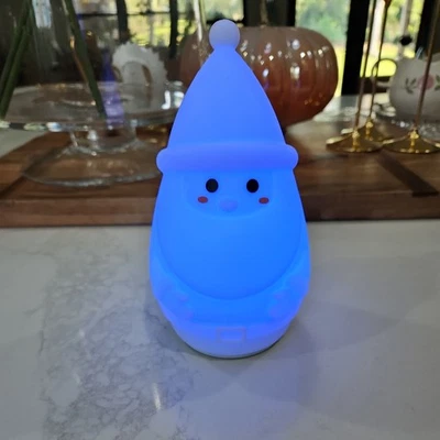 Squish Santa LED Color Night Light USB Rechargeable Silicone Multi Color Globe - Image 1 of 4