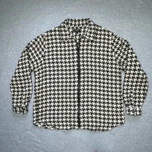 Boohoo Man Houndstooth Long Sleeve Zip Mens Collar Jacket Dark Green 2XL - Picture 1 of 11