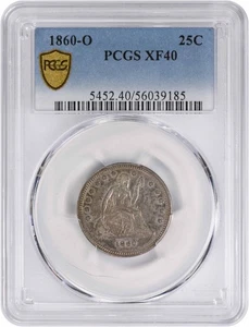 1860-O Liberty Seated Silver Quarter EF40 PCGS - Picture 1 of 2