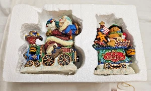 Crinkle Claus Collectible Train Set Christmas Figurines With Box - Picture 1 of 15