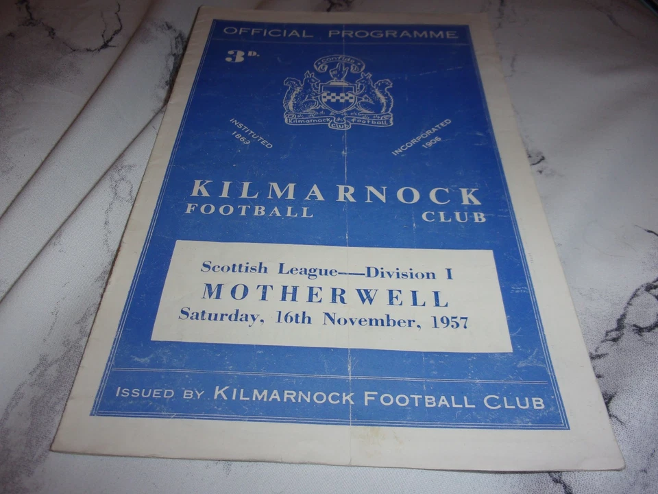 KILMARNOCK V MOTHERWELL PROGRAMME SEASON 57 - 58 - Image 1 of 1