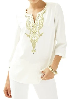 NWT $188-SZ 6-Lilly Pulitzer Women’s  Tunic Top White Embroidered Resort Cruise - Image 1 of 4