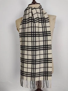 Sciarpa sciarpa invernale Burberry originale vintage Nova check avorio 100% cashmere - Foto 1 di 4