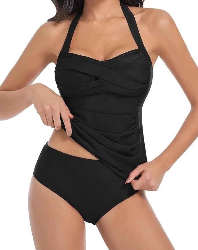 2 Piece Tummy Control High Waist Bikini Tankini Swimsuit Cups A-B Size M 10/12 - Image 1 of 4