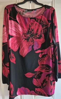 Túnica tejida líquida SUSAN GRAVER ARTISAN - XL - cuello barco, mangas largas, frente con cuentas Foto 1 de 4