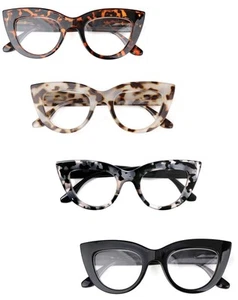 Cat Eye Funky Bold Retro Reading Glasses Womans Spring Hinges 4 Colours DX98 - Picture 1 of 28
