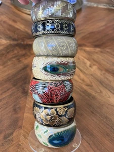 Schönes Konvolut Vintage emaillierte Messing Armbänder aus böhmischem Retro - Bild 1 von 7
