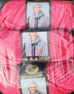 Lion Brand Hometown USA Super Bulky Yarn 3 Skeins Factory Seal Honolulu Pink - Picture 1 of 5