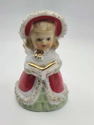 Campana Lefton Christmas Angel/Caroler de colección años 60 con cancionero. Borde de espagueti Foto 1 de 4