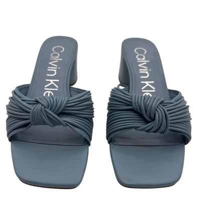 Calvin Klein 10M Beanca Chic Azul Anudado Slide Sandalias Cuadradas Tacón Gatito Foto 1 de 4