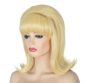 Morvally Blonde Beehive Wig With Retro Bangs Bouffant Cosplay Women's 60's 70's - Picture 1 of 8