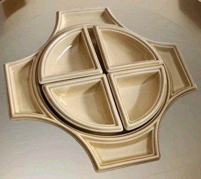 Antheor France  4 Compartment Individual Relish Tray & Plate, Cream Color - Image 1 of 4