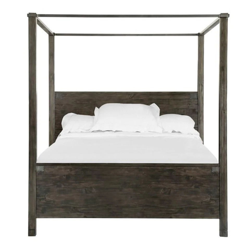 Magnussen Abington Queen Poster Bed in Weathered Charcoal Foto 1 de 1