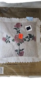 Candlewicking Pillow Kit Something Special Pink Roses Pillow 80188 Sealed NOS - Picture 1 of 4