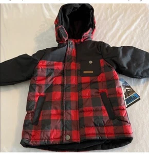 2T iXtreme Baby Boys Girls Hooded Fleece Lined Puffer Jacket Black Toddler Plaid - Picture 1 of 4