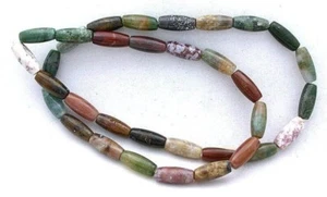 12mm x 5mm Rounded Tube Natural Indian Agate Gem Bead 15 Inch Strand IAB8OTH - Picture 1 of 1
