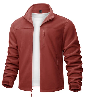 Men's Fleece Jacket Full Zip Lightweight Winter Jackets Warm Casual Hiking Coats - Image 1 of 4