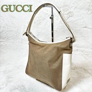 Gucci Canvas Shoulder Bag Auth Beige Medium Women From Japan - Picture 1 of 13