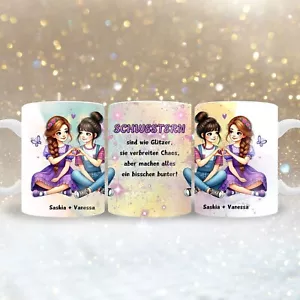 Tasse Schwestern personalisiert mit Namen, beste Schwester Geschenke - Bild 1 von 4