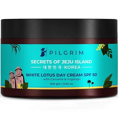 Pilgrim White Lotus Face Cream with SPF 50 PA+++ for dry, sensitive skin 100gm, - Image 1 of 3