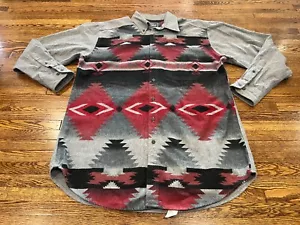 VTG Woolrich Shirt Men L Gray Aztec Print Long Sleeve Button Up Southwest - Picture 1 of 9