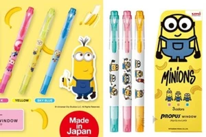 3x UNI PROPUS WINDOW MINIONS Double-Sided Highlighter Yellow Man Cute Gift Set - Picture 1 of 9