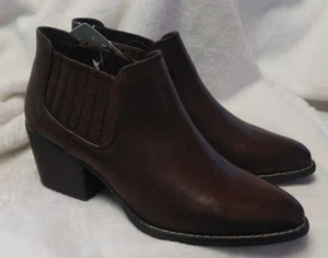 New ana Size 6 DIABLO Ankle Booties Vegan Leather Block Heel Chocolate $70 - Picture 1 of 5
