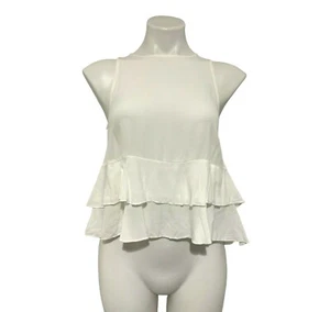 Forever 21 Ruffled Sleeveless Woven Top Ivory Size Small NWT! - Picture 1 of 11