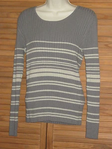 Merona grau gestreifter Langarm Pullover Pulli Gr. L #CL207 - Bild 1 von 2