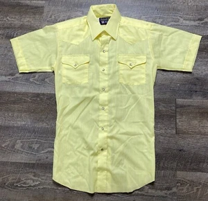 Vintage Panhandle Slim Yellow Pearl Snap Western Shirt Mens Size 15 Made In USA - Picture 1 of 10