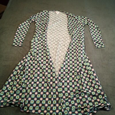 Lularoe Sweater Womens Extra Small Green Blue Geometric Cardigan Causal Open - Image 1 of 4