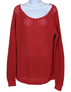 Maglione top all'uncinetto manica lunga Loft taglia M rosso/rosa scuro - Foto 1 di 2