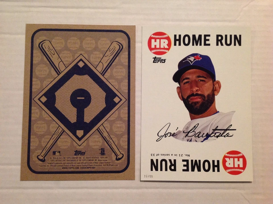 JOSE BAUTISTA #21 Blue Jays MVP #ed/99 made 2015 topps 5x7 Archives 1968 Retro - Image 1 of 1