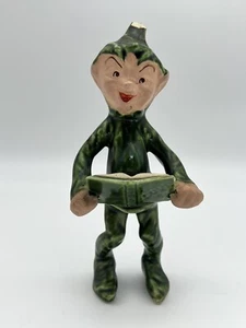 Vtg Green Gilner Pixie Elf California Pottery Standing READ Damage LOVE Book 6” - Picture 1 of 11