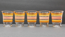 VTG Set of 5 Libbey Striped Small 3" Juice Glass Cups Yellow Orange Red Tumblers