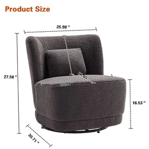 360° Swivel Accent Chair Modern Comfy Sofa Living Room Chair with Pillow - Picture 1 of 9