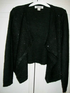 Girls Open Front Cardi Black with Shimmer Size S 6/6x (perfect for Holiday time) - Picture 1 of 7